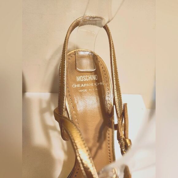 Moschino Cheap & Chic Gold Strappy Stiletto Heel Sandals Sz.8/38.5 Ret.$475 - Picture 6 of 7